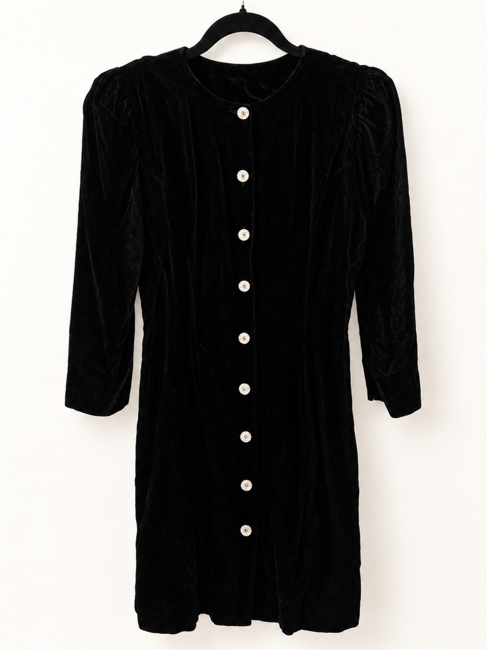Vintage Positively Ellyn Black Rayon Velvet Dress 14 Petite